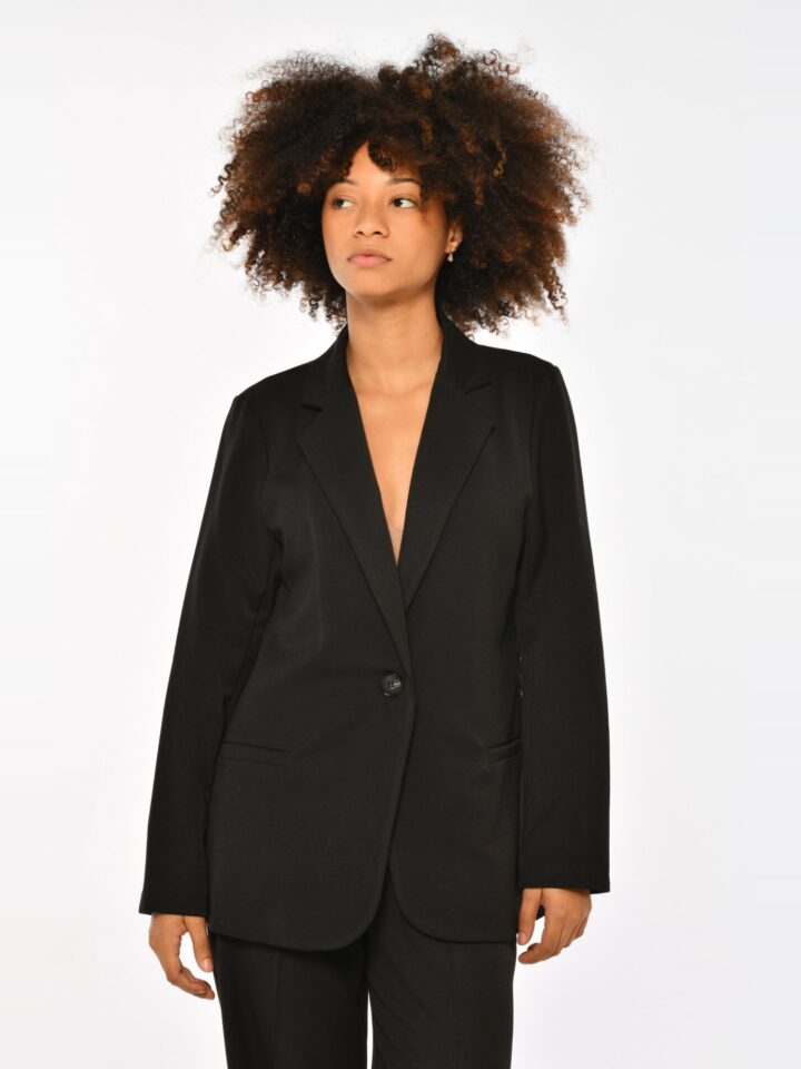 Blazer uni Lena noir, vue de face
