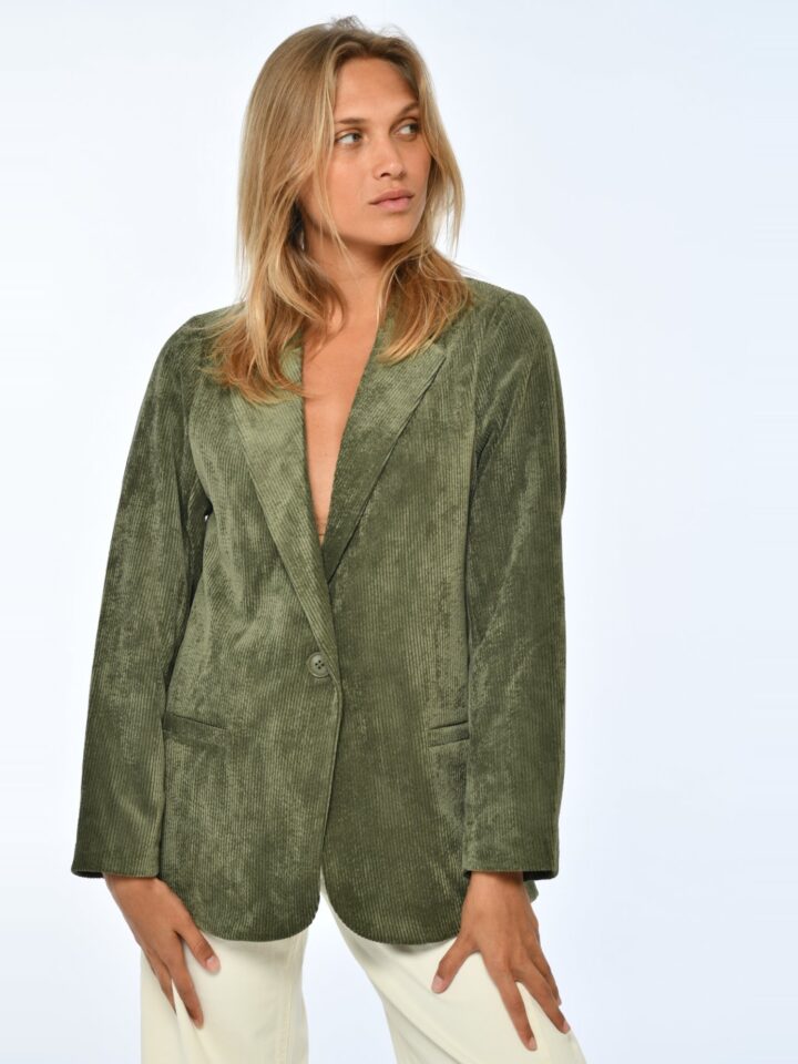 Veste en velours côtelé Lila kaki, vue de face