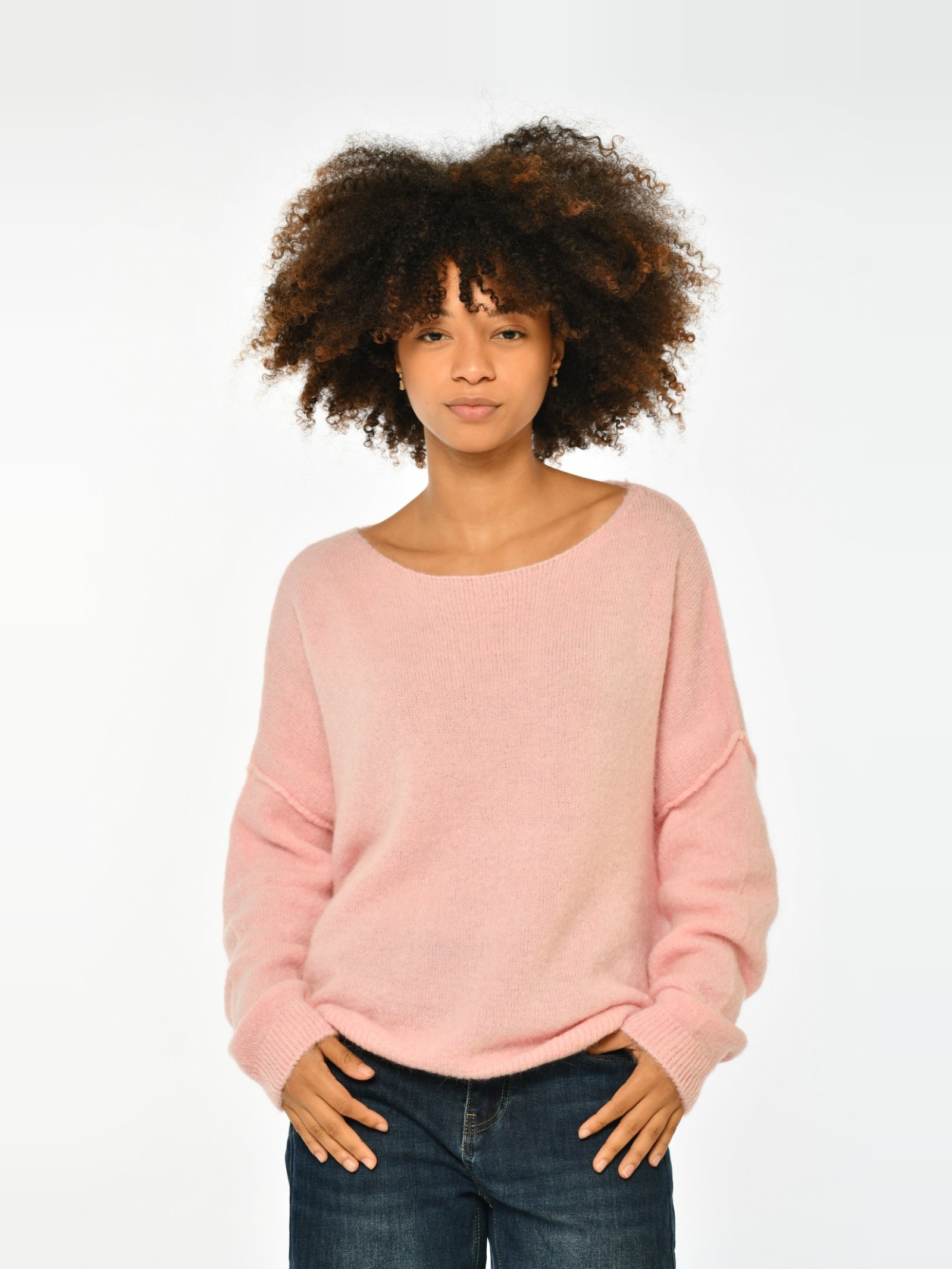 Manon – Pull col bateau oversize – Bordeaux